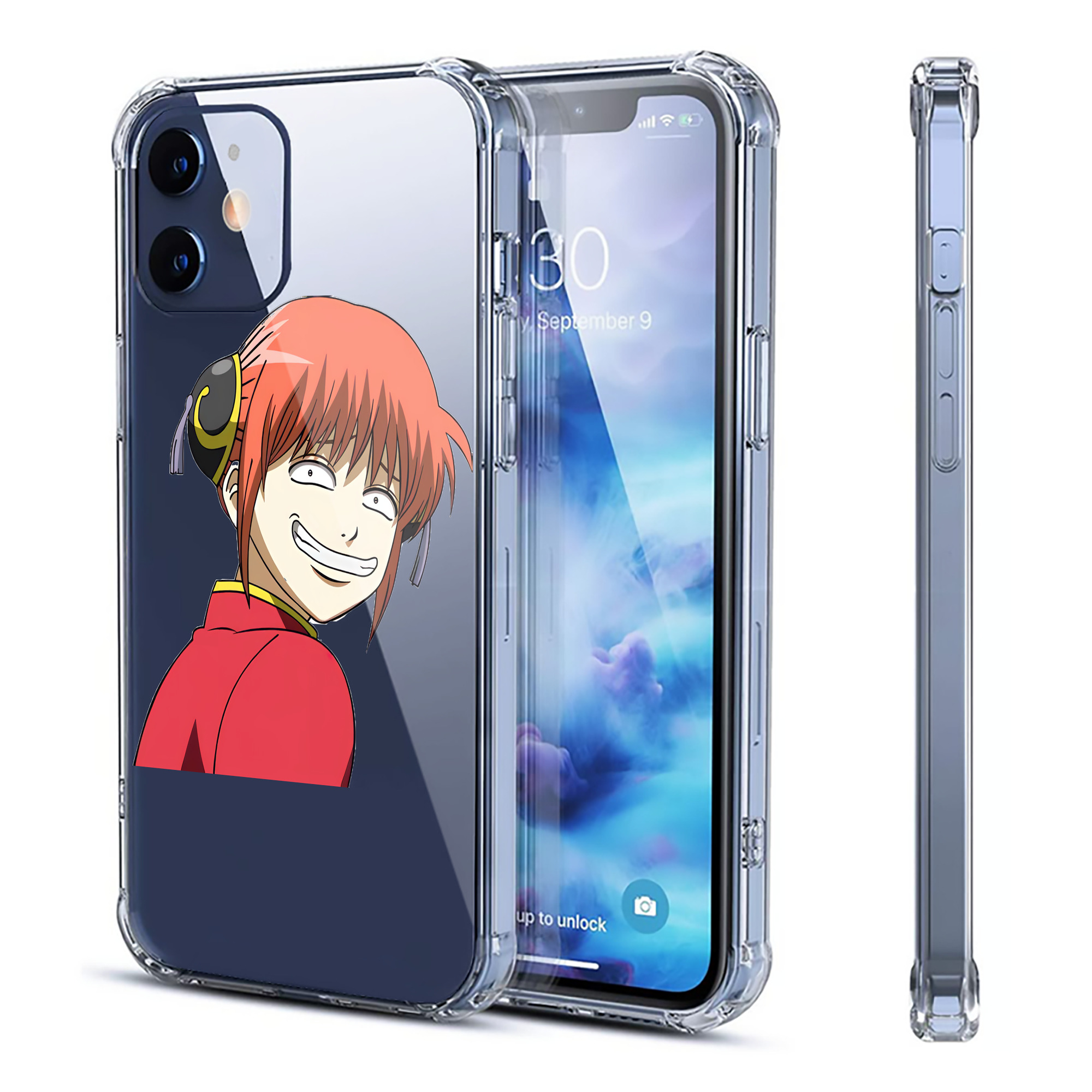 （画像用） ぎんたま 坂田銀時（さかたぎんとき） 神楽 志村新八（しむら しんぱち） GINTAMA Sakata Gintoki Kagura Shimura Shinpachi 【iPhone 12シリーズ対応】透明スマホケース（クリアソフトケース）